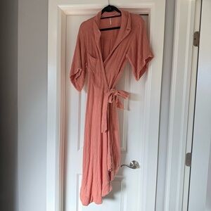 Free People 100% Cotton Coral Wrap Dress